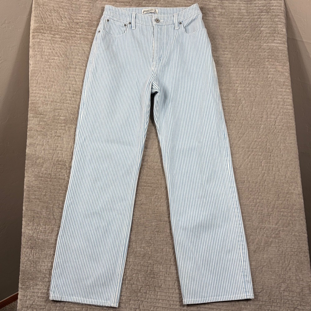 Abercrombie & Fitch Curve Love 90s Relaxed High Rise Railroad Stripe Jeans 28 6R